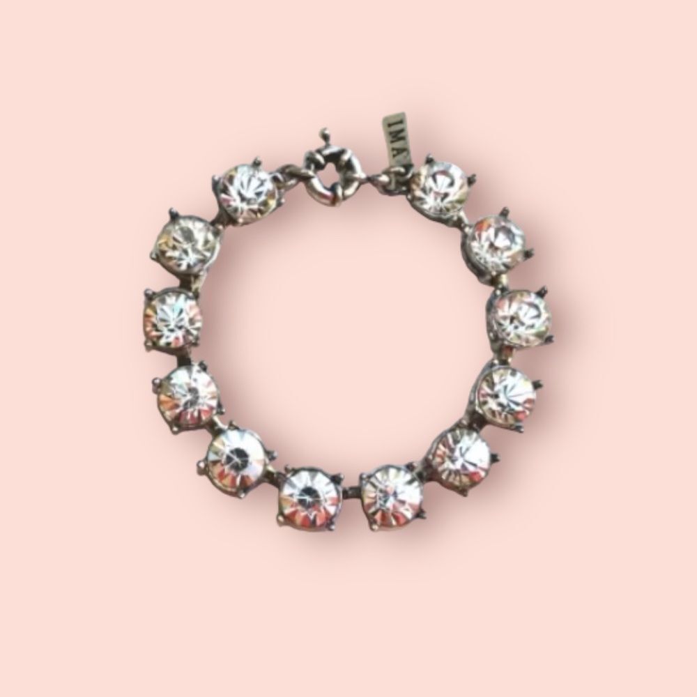 Chunky Crystal Shabby Chic Statement Bracelet Sil… - image 4
